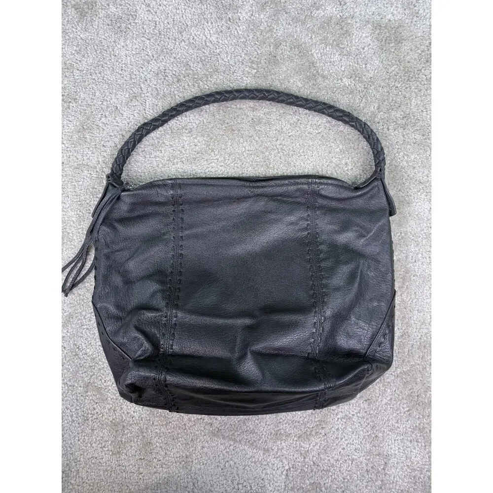 Chi by Carlos Falchi BLACK GENUINE LEATHER AND SHOULDER BAG HOBO PURSE